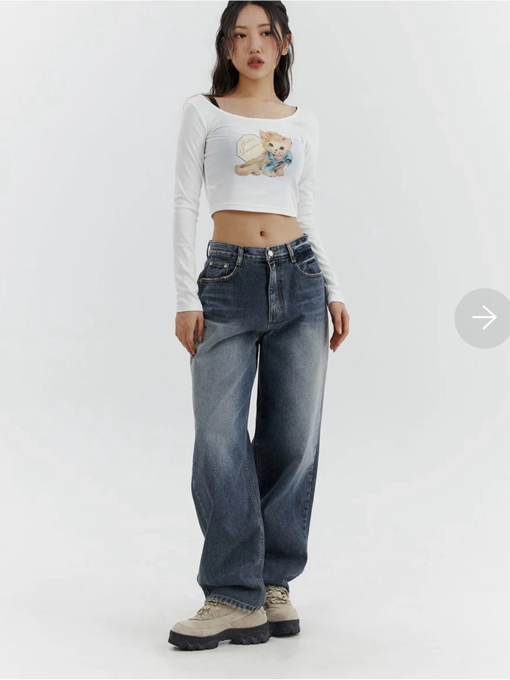 SHEIN Washed Black High-Rise Wide Leg Jeans - Picture 3 of 5